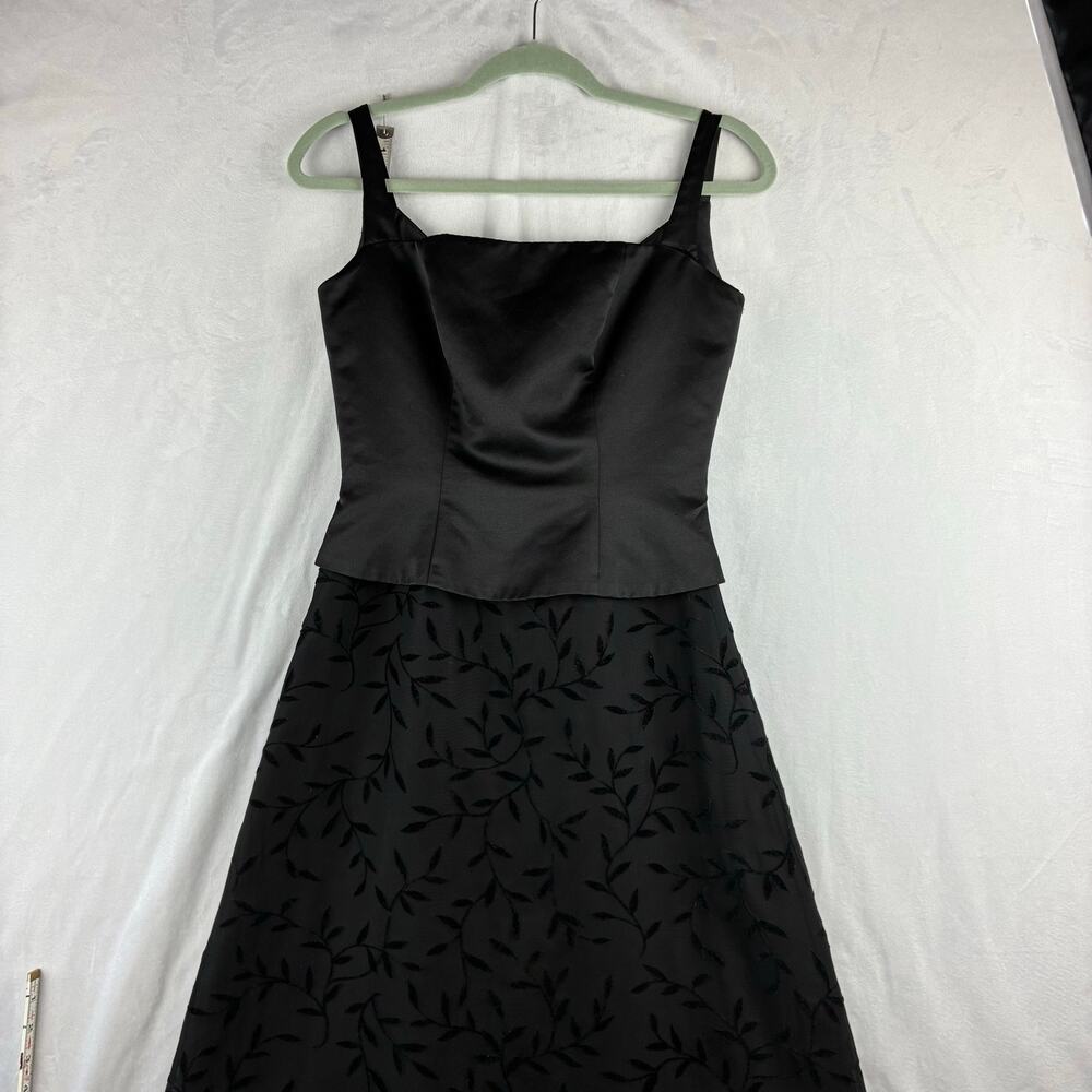 Vtg B2 Sleeveless Maxi Gown Dress Women's XS Black Satin Square Formal Y2K Vines - Picture 4 of 15
